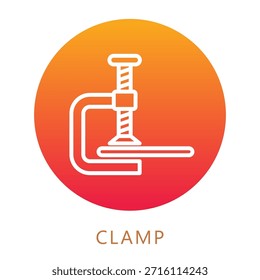 Icono de relleno de gradiente de abrazadera, mini ilustración relacionada con la carpintería, industria de la madera. Uso Para El Concepto Moderno, Ui, Web Ux Y Desarrollo De App.