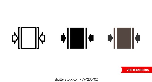 Clamp here icon of 3 types: color, black and white, outline. Isolated vector sign symbol.