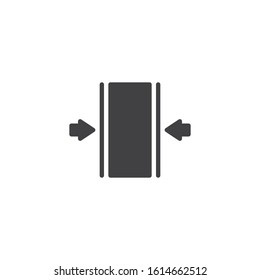 Clamp here, packaging vector icon. filled flat sign for mobile concept and web design. Cargo logistic service glyph icon. Symbol, logo illustration. Vector graphics
