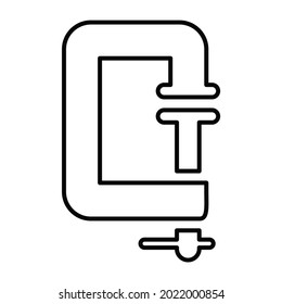 Clamp icon. Auxiliary tool used for fixing parts during processing or tight pressing. Vector illustration isolated on a white background for design and web.