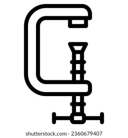 clamp icon in line style isolated on white background. Construction tools, vector illustration for graphic design projects