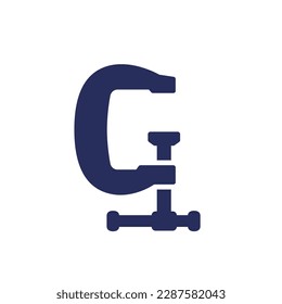 clamp icon on white, G-cramp vector