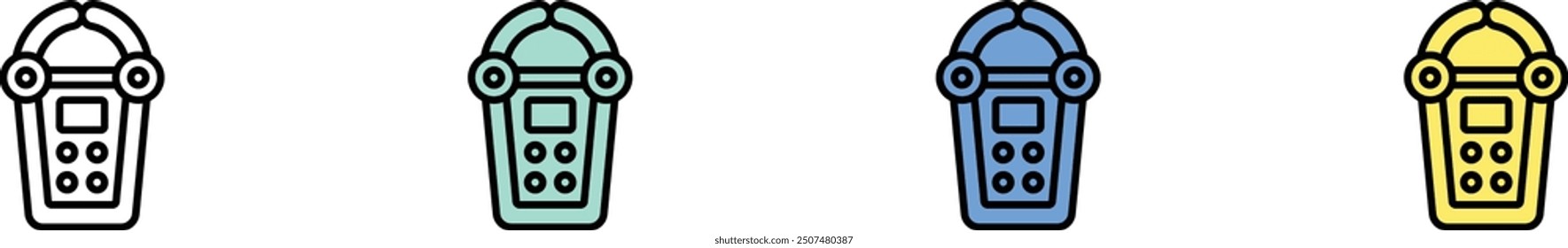 clamp icon. Outline, Green, Blue and Yellow Style Design Isolated On White Background