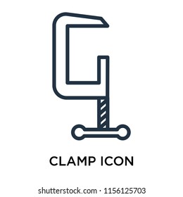Clamp icon vector isolated on white background, Clamp transparent sign , line symbol or linear element design in outline style