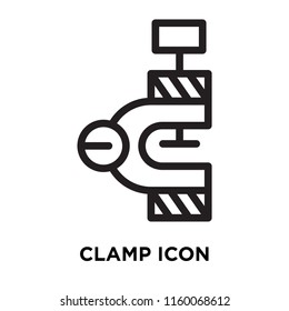 Clamp icon vector isolated on white background, Clamp transparent sign , line symbol or linear element design in outline style