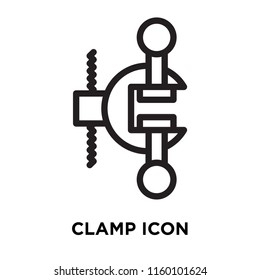 Clamp icon vector isolated on white background, Clamp transparent sign , line symbol or linear element design in outline style
