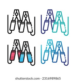 Clamp-Jumper-Kabel-Icon-Design in vier verschiedenen Farben