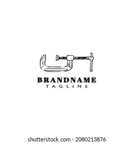 icono de la caricatura del logotipo de la abrazadera plantilla de icono de la imagen del vector aislado negro moderno