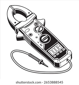 Ilustración de Arte vectorial de ícono negro de medidor de pinza