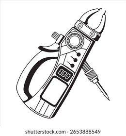clamp meter black icon vector art illustration