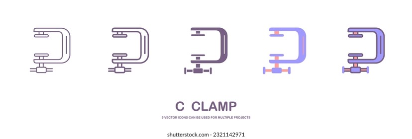 Clamp outline vector icon. c clamp icon, flat vector simple element illustration from editable industry concept isolated stroke on white background