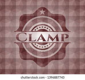 Clamp red emblem with geometric background. Seamless.