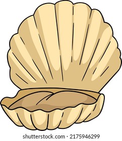 Clamp Shell Cartoon Colored Clipart 