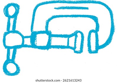 Clamp Squeezer Icon Crayon Chalk Drawing Vector	
