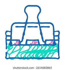 clamp stationery doodle icon sketch vector. clamp stationery sign. isolated symbol illustration