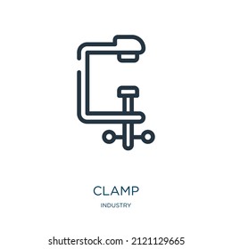 clamp thin line icon. equipment, metal linear icons from industry concept isolated outline sign. Vector illustration symbol element for web design and apps.