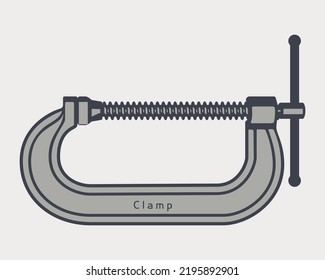 Clamp Tool Closeup. Working Tool for Squeeze with Quick Release Isolated White Background