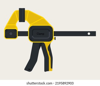 Clamp Tool Closeup. Working Tool for Squeeze with Quick Release Isolated White Background