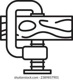 Clamp tool icon. Hand drawn building clamp
