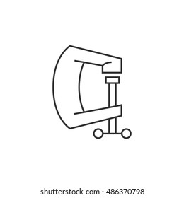 Clamp tool icon in thin outline style. Industrial mechanic repair construction building automotive