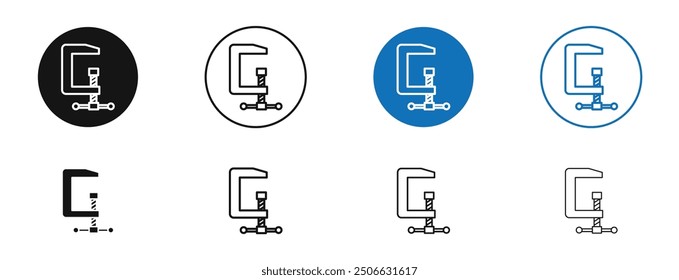 Clamp vector icon in black and blue colors