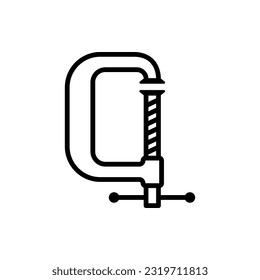 Clamp vector icon. Clamping accessories for working with wood, metal.