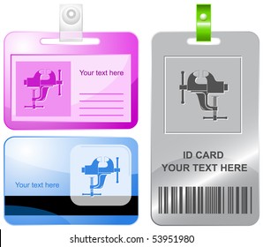 Clamp. Vector id cards.