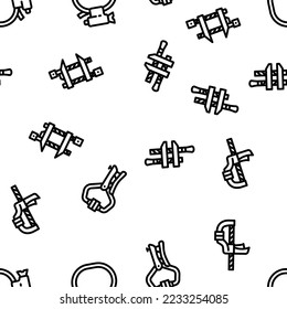 clamp vice grip tool metal vector seamless pattern thin line illustration