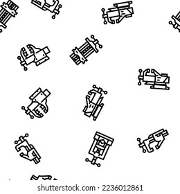 clamp vice grip tool metal vector seamless pattern thin line illustration