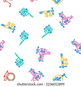 clamp vice grip tool metal vector seamless pattern thin line illustration