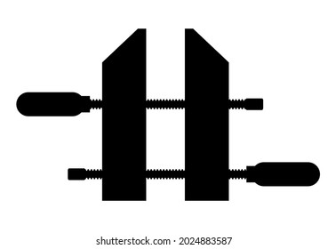 Clamp vise single silhouette construction tool icon for design and creativity in black on a white background