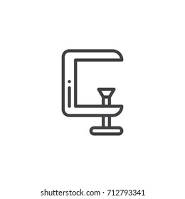 Clamp work tool line icon, outline vector sign, linear style pictogram isolated on white. Symbol, logo illustration. Editable stroke
