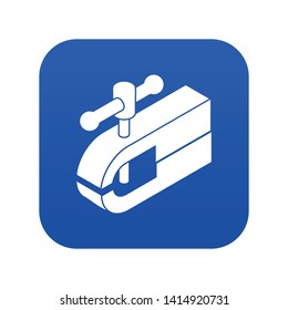Clamping machine icon blue vector isolated on white background