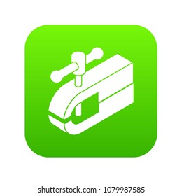 Clamping machine icon green vector isolated on white background