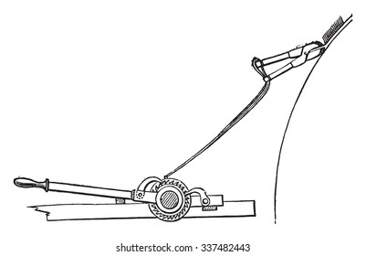 Clamping mode to the mounting plates, vintage engraved illustration. Industrial encyclopedia E.-O. Lami - 1875.
