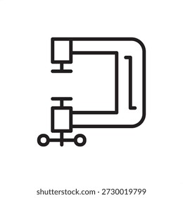 Icono de estación de sujeción. Montaje de precisión y unión estructural, representando abrazaderas de caja industrial, estaciones de pegado de muebles, prensas de montaje neumáticas y estaciones de trabajo de gabinetes profesionales.