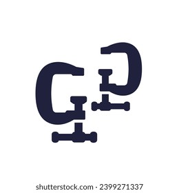 clamps icon, G-cramps on white, vector