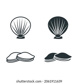 Clams icon stock Illustration. An illustration featuring four simple  versions of the seafood icon