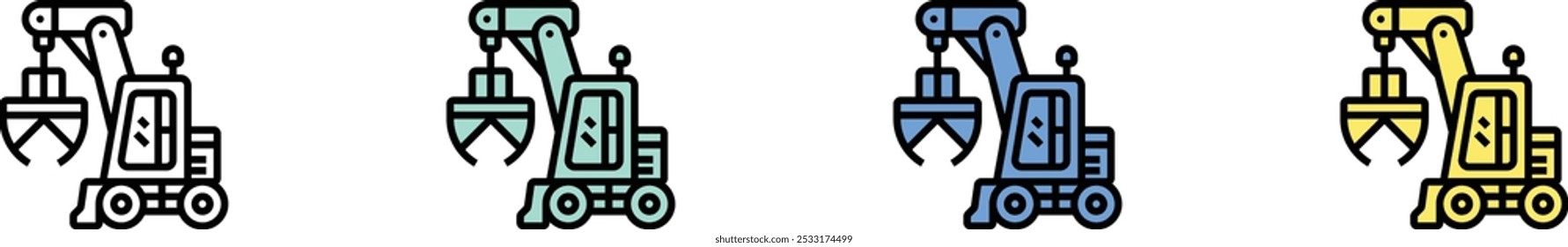 clamshell icon. Outline, Green, Blue and Yellow Style Design Isolated On White Background