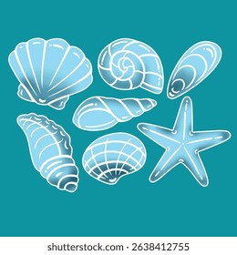 clamshell illustration  set in bubble style