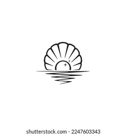 Clamshell and Ocean logo or icon design