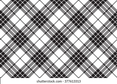 clan cameron tartan diagonal black white seamless pattern .Vector illustration. EPS 10. No transparency. No gradients.