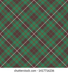 Clan MacKinnon Hunting Ancient Tartan. Diagonal cell, seamless pattern for fabric, kilts, skirts, plaids