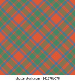 Clan MacKintosh Ancient Tartan. Diagonal cell, seamless pattern for fabric, kilts, skirts, plaids