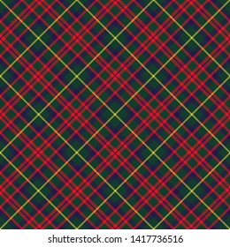 Clan MacKintosh Hunting Modern Tartan. Diagonal cell, seamless pattern for fabric, kilts, skirts, plaids