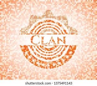 Clan orange mosaic emblem with background