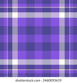 Clan plaid fabric textile, length seamless tartan vector. Rag background pattern texture check in indigo and violet color.