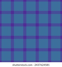 Clan vector plaid fabric, menu check pattern texture. Relax background textile tartan seamless in violet and cyan color.