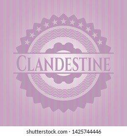 Clandestine pink emblem. Retro. Vector Illustration. Detailed.