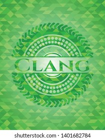 Clang green emblem. Mosaic background. Vector Illustration. Detailed.